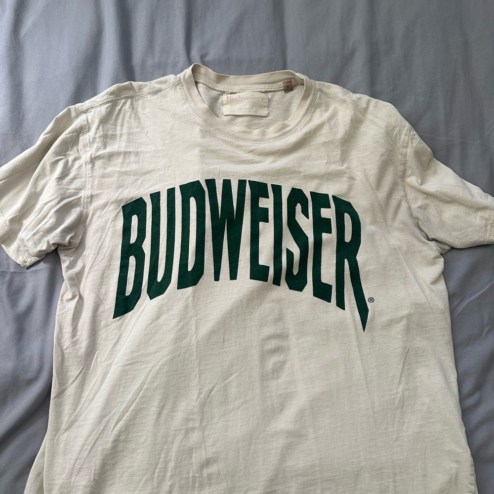 Pacsun Budweiser White Tee with Green Logo